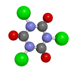 Trichloroisocyanuric acid (TCCA) molecule. 