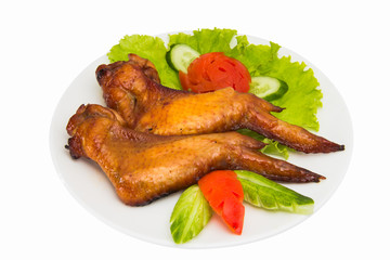 grilled chicken wings  isolated on white background