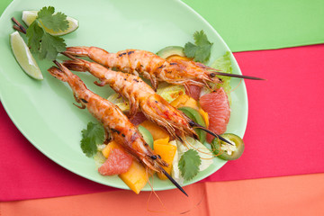 Whole Grilled Scampi With Citrus Salad