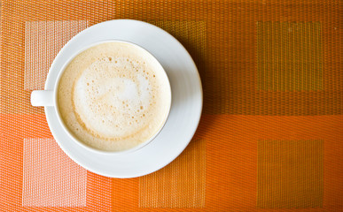 Coffee hot latte in white cup