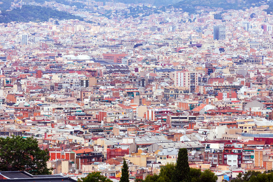 Top view of  Barcelona from Montjuic