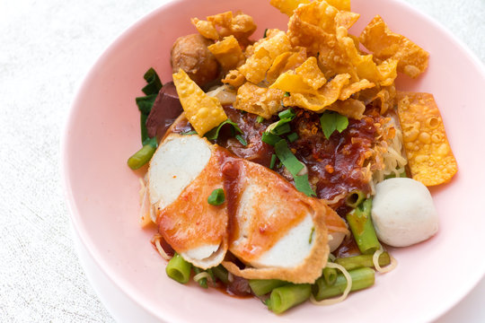 Traditional Thai noodle, yong tau fu, yen ta fo