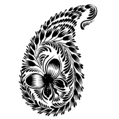 decorative silhouette of a floral paisley