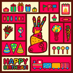 Vector happy birthday background. Greeting card