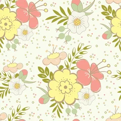 Wandaufkleber Seamless pattern with beautiful hand drawn floral background © ARNICA