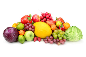 Obraz na płótnie Canvas Composition fruits and vegetables on white