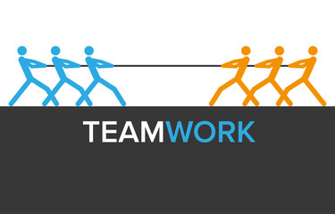Vector teamwork graphics with two teams