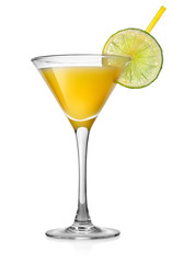 Yellow cocktail with lime