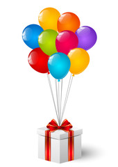 Gift box with color balloons