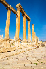 Cardo Colonnaded Street in the ancient city of Jerash, Jordan
