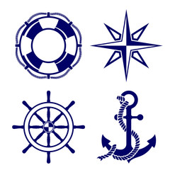Set of marine symbols  Vector Illustration. © vladischern