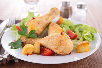 chicken leg and vegetables