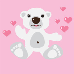 polar bear with pink hearts