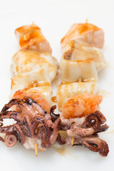 Shashlik with seafood