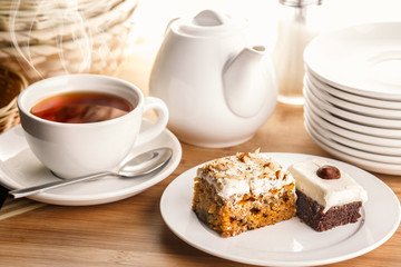 Tea and cake slices