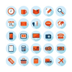Flat design modern icons set on business theme