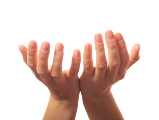 Two human hands asking for something