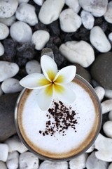 Cup with hot cappuccino