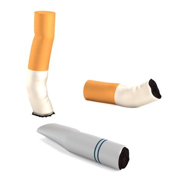 realistic 3d render of cigarette ends