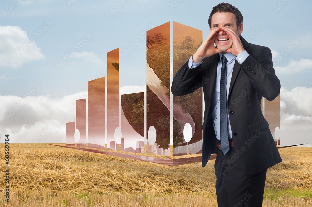 Poster composite image of shouting businessman