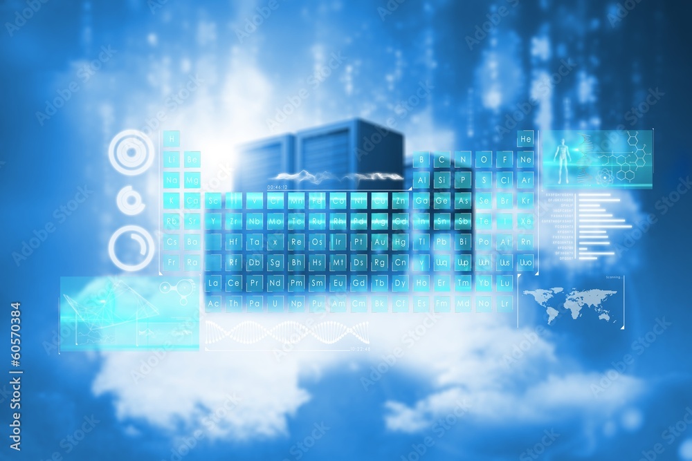 Poster composite image of cityscape on cloud
