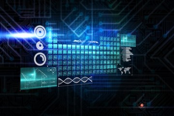 Composite image of futuristic black and blue background