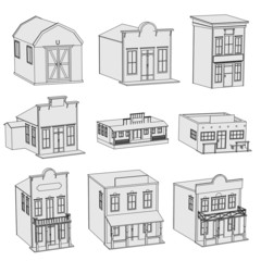 cartoon image of western houses