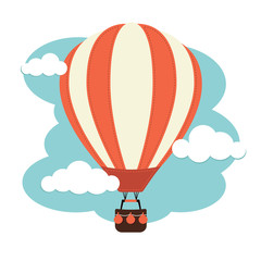 Naklejka premium Hot Air Balloon and Clouds