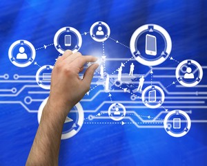 Composite image of hand presenting