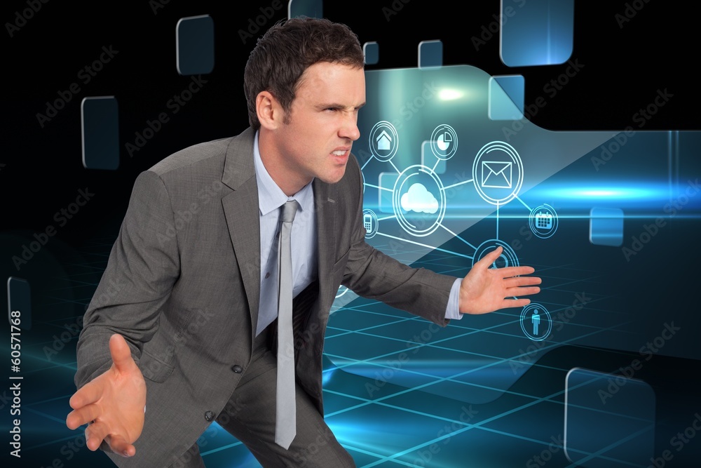 Aufkleber composite image of businessman posing with hands out
