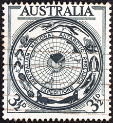 Fototapeta na wymiar Australijskie Terytorium Antarktyczne znaczek (Australia 1954)