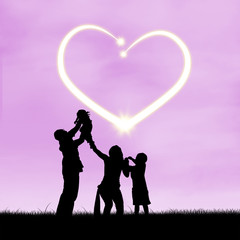 Silhouette of happy family