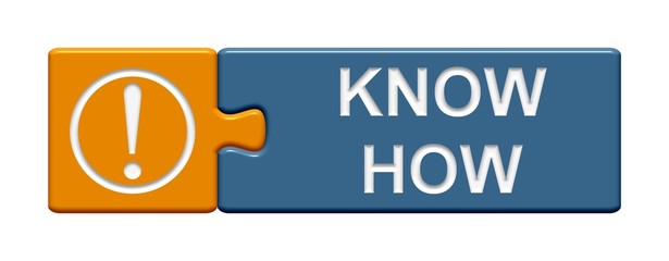 Puzzle-Button orange blau: Know How