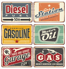 Gas stations and car service vintage tin signs © lukeruk