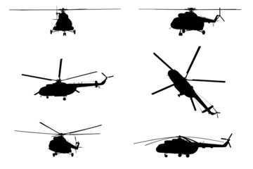 Fototapeta na wymiar Helicopter of set silhouette.