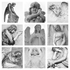 cemetery angelic sculptures collage