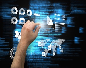 Composite image of hand presenting