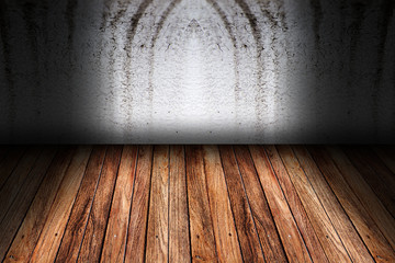 Cement wall and Wood floor