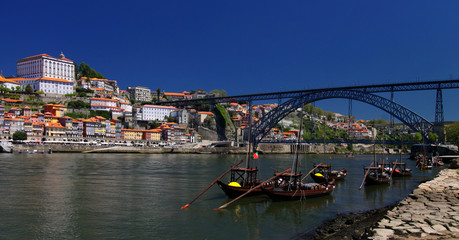 Porto (Portugal), river Douro and Dom Luis bridge