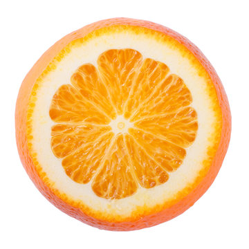 orange slice close-up isolated on white background. macro.