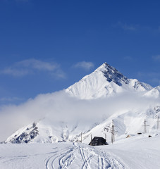 Fototapeta na wymiar Ski resort in Caucasus Mountains