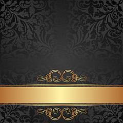 gold and black background with ornaments