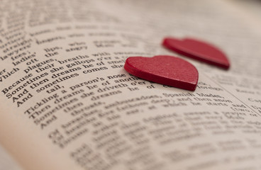 Hearts on an opened book page