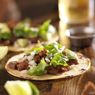 authentic mexican tacos with beef