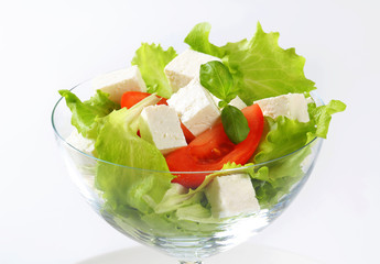 Diced feta with fresh vegetables