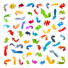 Colorful Vector Arrows Set Isolated on White Background