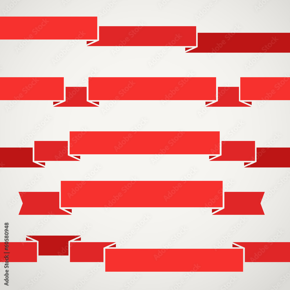 Aufkleber Different retro style red ribbons set. Ready for a text