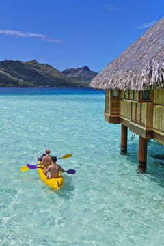 Kayakers in Bora Bora, Tahiti