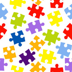 Fototapeta premium Seamless pattern with color puzzles
