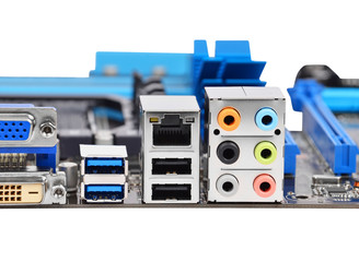 Obraz premium Connector of computer motherboard, isolated on white background